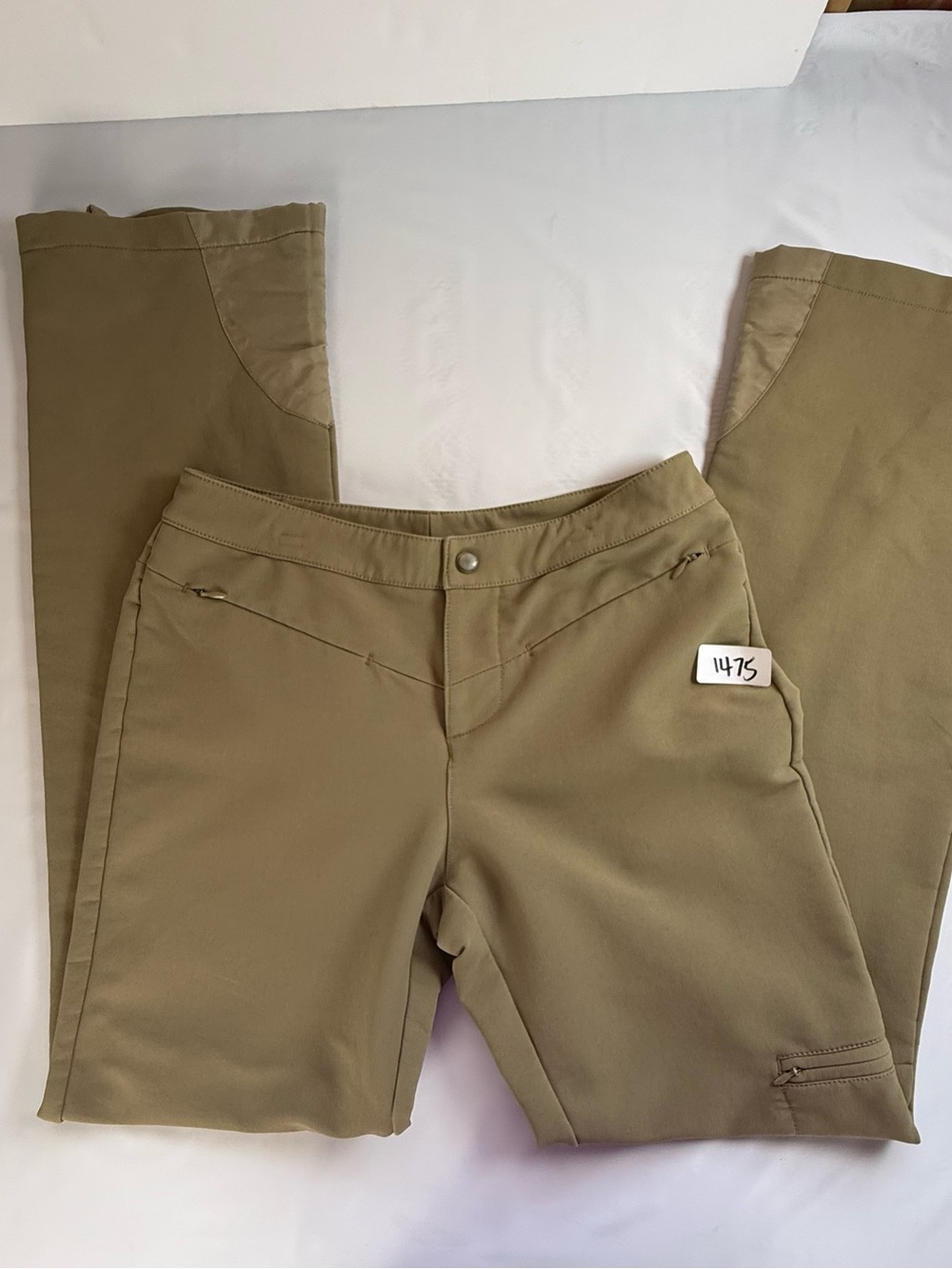 ATHLETA Khaki Stretch Hiking Utility Cargo Pants 4T 4 Tall Zip Pockets Gorpcore